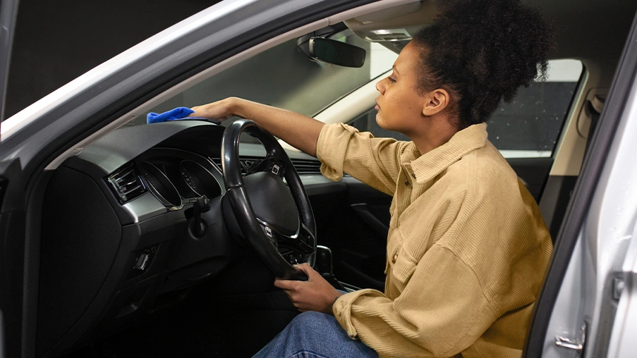 Clean inside of Windshield