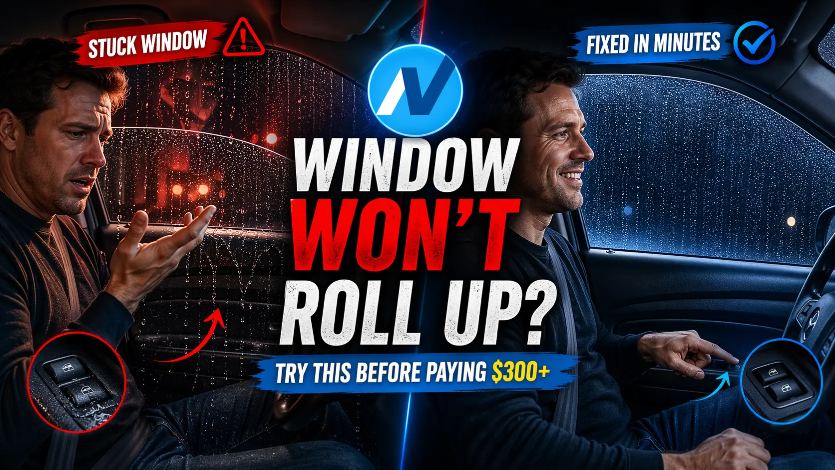 Car window stuck halfway down with driver trying to fix power window issue