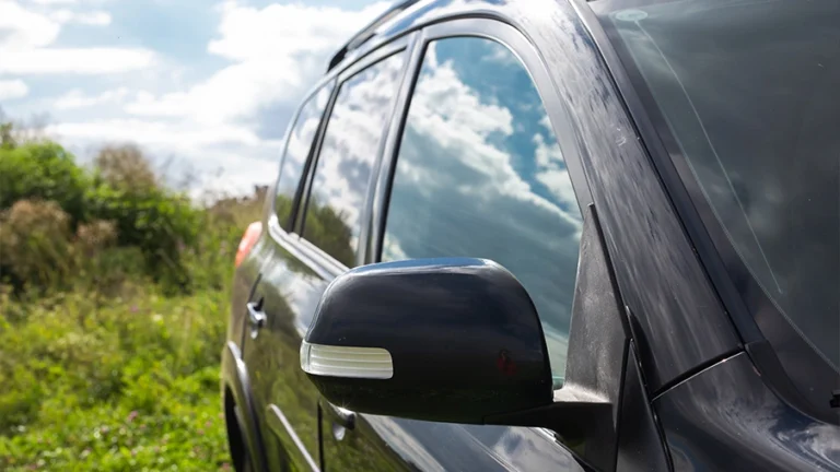 the side windshield of a car