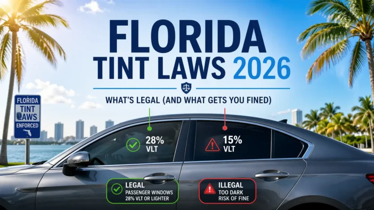 Florida window tint laws showing legal VLT percentages for car windows