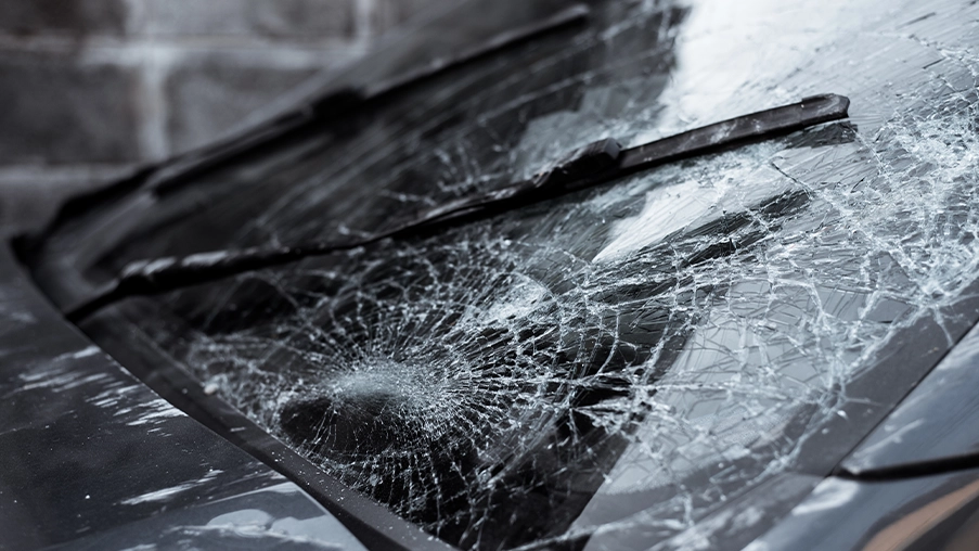 windshield shattered