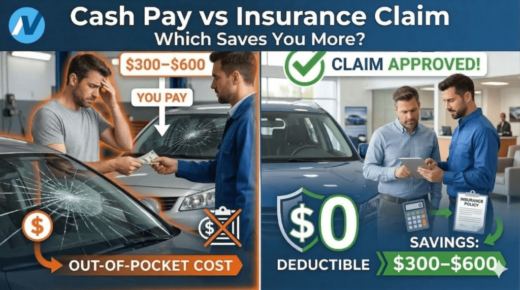 Cash Pay vs Insurance Claim for Windshield Replacement | Cost Comparison Guide