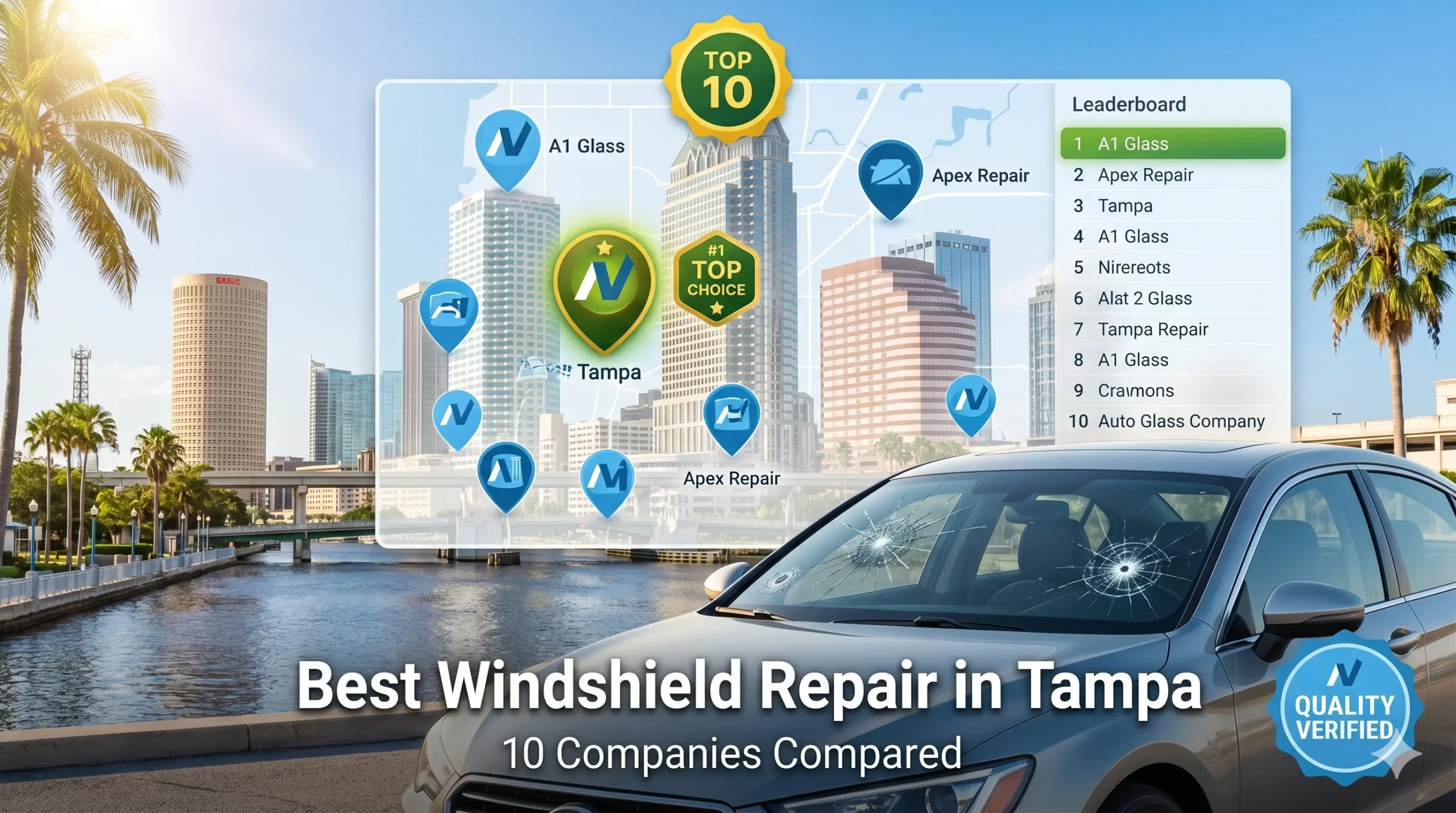 Top windshield repair companies in Tampa Florida compared for best service