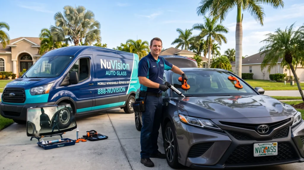 A NuVision Auto Glass mobile technician