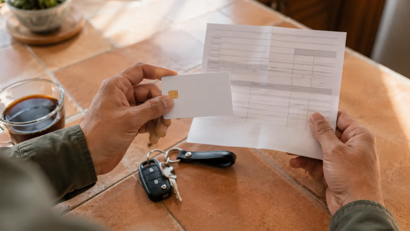 Driver holding a prepaid Visa rebate card after a windscreen replacement cash back offer in Arizona